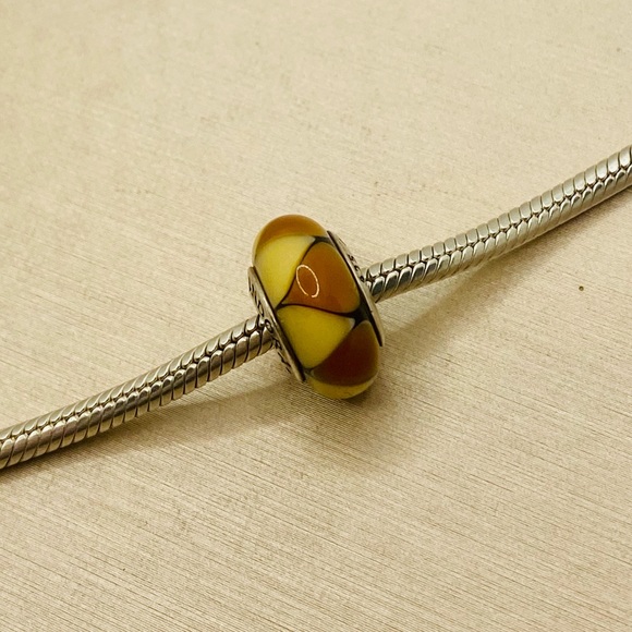 EUC Pandora 790638 Sterling Silver Captivating Amber Murano Glass Charm - Picture 5 of 12